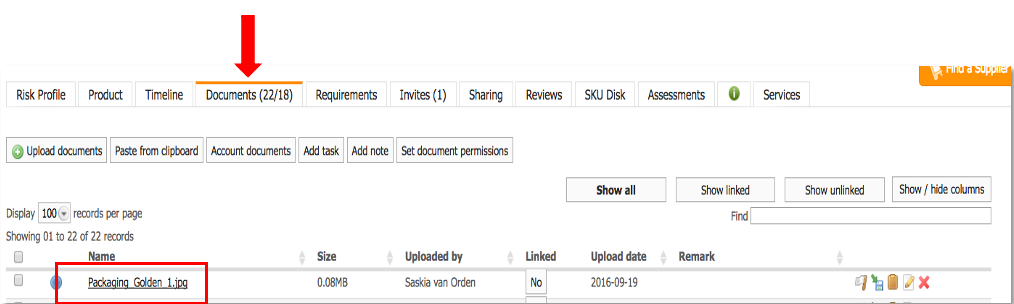 Documents tab